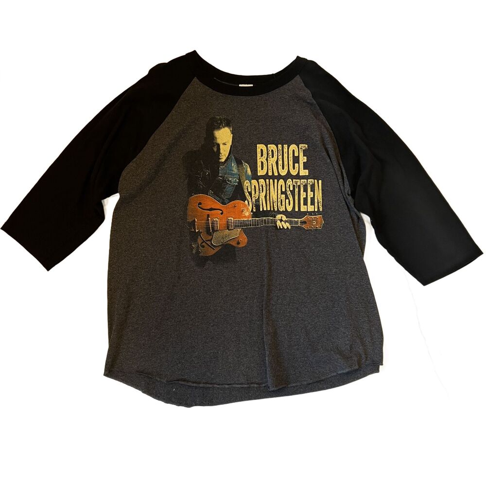 Bruce Springsteen The Boss Guitar Raglan 3/4 Sleeve T-Shirt Men's 2XL Music
